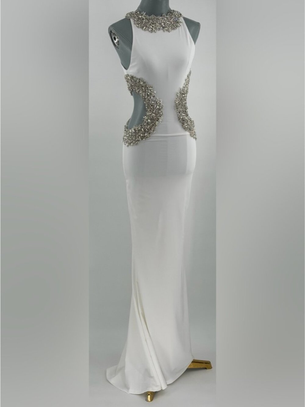🆕 BRONX & BANCO 🧿 NWOT Camila Rhinestone Cut-Out Gown, White - Sz XS US 2 - Picture 12 of 16